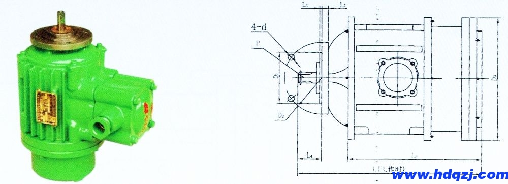 BZDY系列防爆電動(dòng)葫蘆運(yùn)行電動(dòng)機(jī)與外形尺寸安裝圖