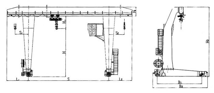 L型電動葫蘆門式起重機(jī)結(jié)構(gòu)圖