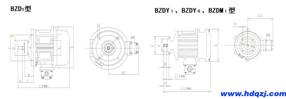 BZDⅠ、BZDYⅠ、BZDYⅡ、BZDMⅠ隔爆型錐形轉(zhuǎn)子三相異步電動(dòng)機(jī)外形尺寸圖.jpg