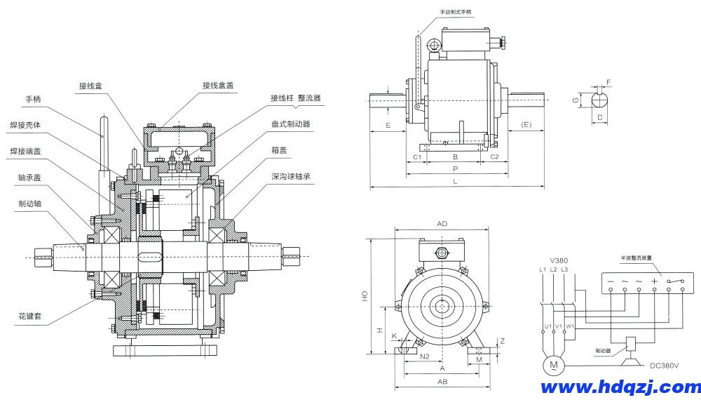 廠(chǎng)用BZES隔爆封閉式制動(dòng)器外形尺寸圖