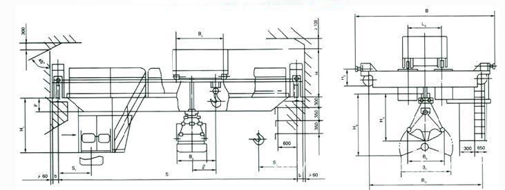 抓斗吊鉤兩用橋式起重機結(jié)構(gòu)圖