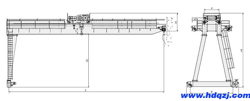 MGB型雙梁半門式起重機(jī)結(jié)構(gòu)圖