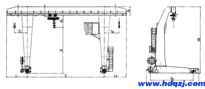 L型電動葫蘆門式起重機結(jié)構(gòu)圖